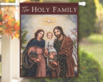 The Holy Family House Flag - Catholic Banner for February - Jesus Garden Flag - Catholic Sacred Art Yard Flag for Traditional Catholic Home