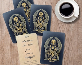 Holy Card of Mary, Mother of the Eucharist - Traditional Catholic Holy Cards Keepsake - Blessed Virgin Mary Prayer Card for Devotions