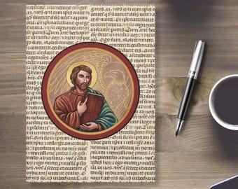 St John Sacred Art Journal - Christian Devotional or Prayer Notebook with Illuminated Medieval Art + Early Text - Catholic Journal