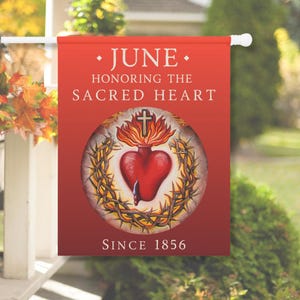 Sacred Heart of Jesus Gartenfahne - Katholische Hausfahne für Juni - Traditionelle katholische Fahne - Katholische Heimfahne mit Jesus Sacred Heart
