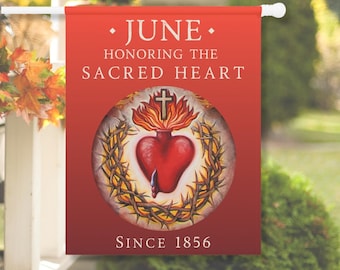 Sacred Heart of Jesus Garden Flag - Catholic House Flag for June - Traditional Catholic Banner - Catholic Home Flag with Jesus Sacred Heart