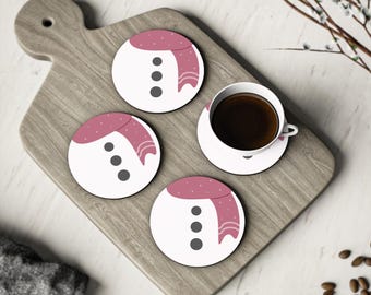 Snowman Christmas Coaster - Holiday Drink Coaster, Festive Table Decor, Winter Home Accessories, Xmas Hostess Gift, Snowflake Coaster Set