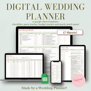 Digitaler Hochzeitsplaner | Hochzeitsplanungsvorlagen | Hochzeitsplaner | Hochzeit Tracker Vorlage | Digitaler Hochzeitsplaner
