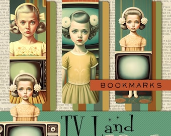 TV Land Retro Futurism Scifi Double Sided Bookmark Set from The Peppermint Forest