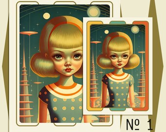 Galaxy Heights No. 1 Retro Futurism Pop Surrealism Portrait Art Print The Peppermint Forest