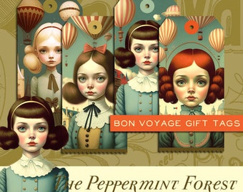 Bon Voyage Gift Tags Paris France Hot Air Balloons from The Peppermint Forest