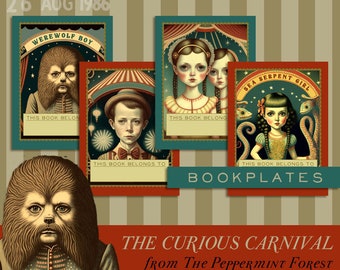 The Curious Carnival Ex-Libris Bookplate Property of Sticker Set from The Peppermint Forest