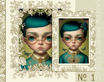 The UnNamed No. 1 Limited Edition Pop Surrealism Big Eye Peculiar Portrait Art Print from The Peppermint Forest