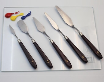 Juego de espátulas con mango de madera: herramientas para pintar al óleo y acrílico