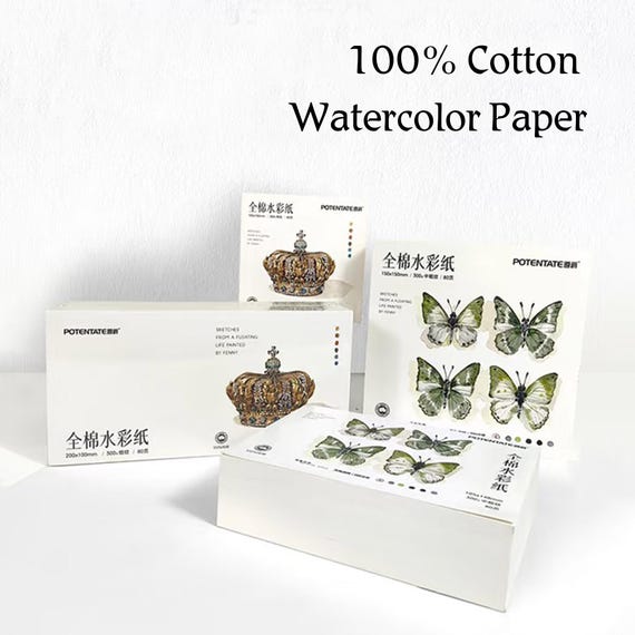 Handmade Cotton Watercolor Paper Pad: 300gsm Hot Press, Fine Texture, 80 pages per box