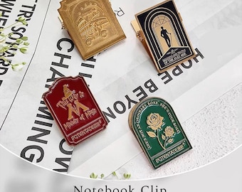 Notebook Metallklammer | Retro Messing & Emaille Journal Clip | Reiseplaner Zubehör | Dekoratives Briefpapier Geschenk