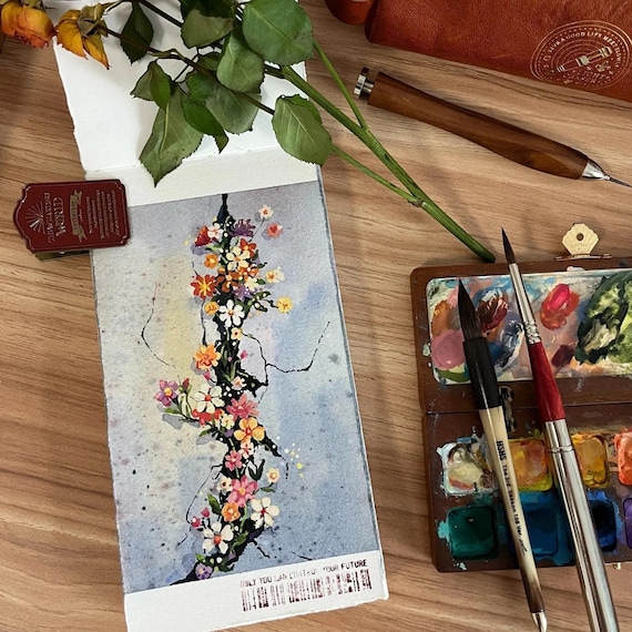 Handmade Cotton Watercolor Journal: Deckle Edge Sketchbook, 300gsm
