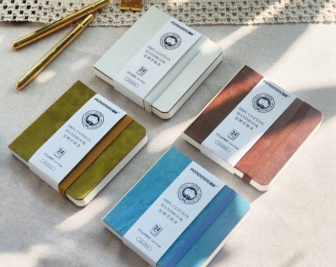 Handmade Cotton Watercolor Sketchbook: Mini Travel Journal