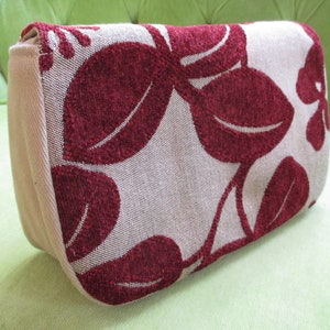 Tan Denim Purse or Clutch with Red Flowers image 2