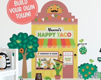 Taco Shop - Kids Fabric Wall Decal - Happy Town Pretend Play - Personalized Playroom Decor