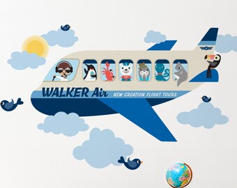 Vinilo decorativo de tela personalizado para pared con diseño de avión de pasajeros Jumbo Jet BOY.