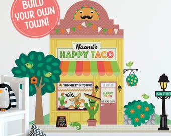 Restaurante de tacos - Vinilo decorativo de tela - Juego de simulación Happy Town - Personalizado (M, L, XL)