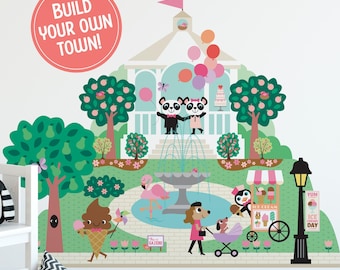 Parque Gazebo - Vinilo decorativo de tela - Juego de simulación Happy Town - Personalizado (M, L, XL)