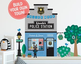 Comisaría de Policía - Vinilo decorativo de tela - Juego de simulación Happy Town - Personalizado (M, L, XL)