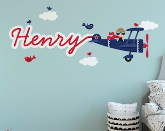 Vinilo decorativo personalizado con el nombre del avión: Skywriter - Decoración infantil - Tela reutilizable