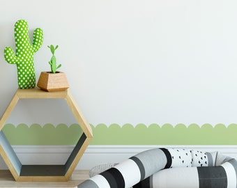 Scalloped Room Border Fabric Wall Decal - Peel & Stick Reusable, Crown Molding, Chair Rail - SMALL