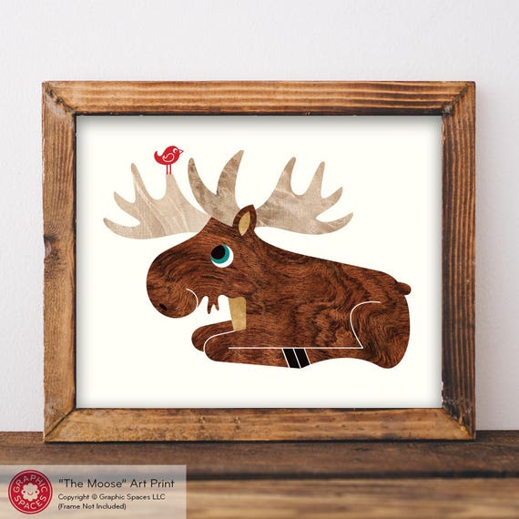 Happy Moose Art Print 8x10 Baby Moose Animal Nursery Wall Etsy Happy Moose Art Print 8x10 Baby Moose Animal Nursery Wall Etsy