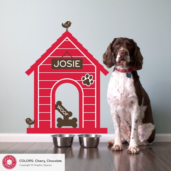 Dog House Fabric Wall Decal: Peel & Stick Personalized Pet Name Room Sign Puppy Decor Kids Dog Theme Room Modern Indoor