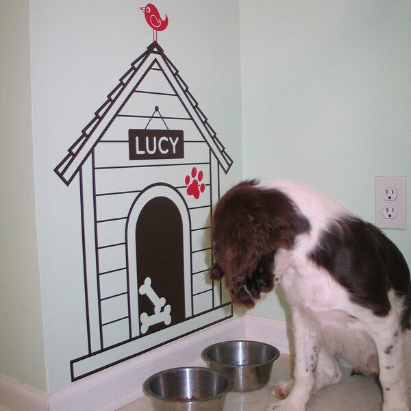 Personalized Dog House Open Design Vinyl Wall Sticker (large)