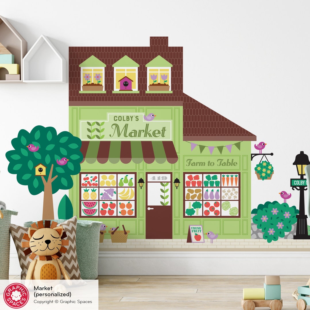 Grocery Store Market Fabric Wall Decal Personalized Kids - Etsy