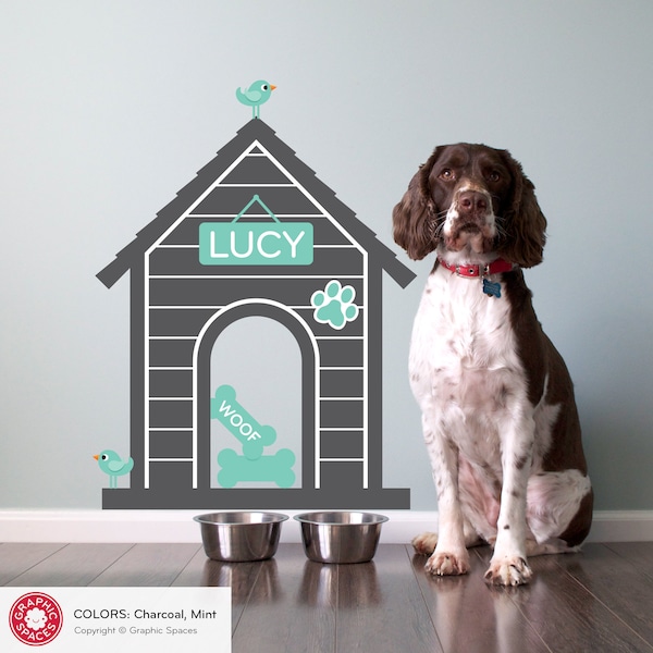 Personalized Dog House Fabric Wall Decal: Puppy Room Decor
