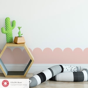 Scalloped Room Border Fabric Wall Decal - Peel & Stick Reusable, Crown Molding, Chair Rail - MEDIUM