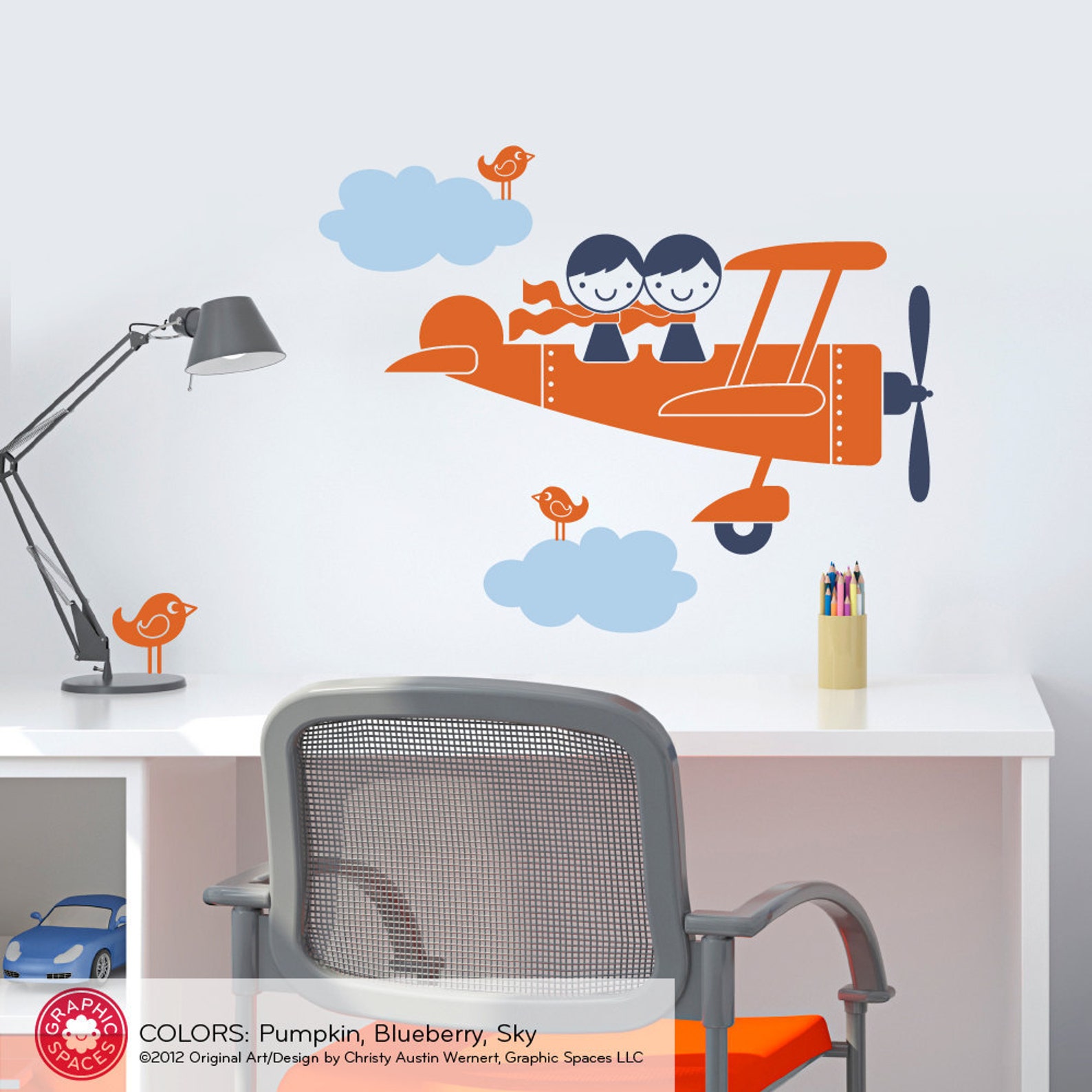 Airplane Wall Decal Sticker Twin Seater Kids Baby Nursery Etsy