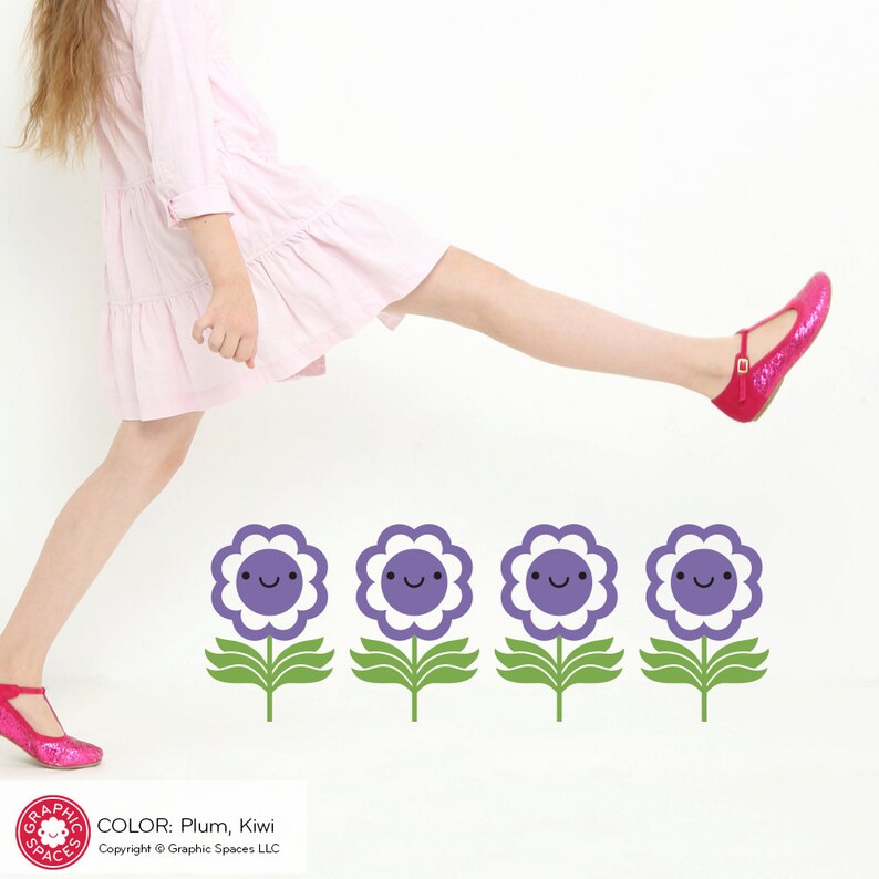 Happy Flower Wall Decals Baby Nursery Flower Wall Art Room Etsy