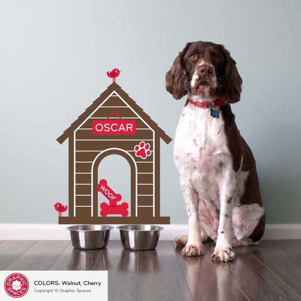 Dog House Fabric Wall Decal: Peel & Stick Personalized Pet Name Room Sign Puppy Decor Kids Dog Theme Room Modern Indoor Dog House