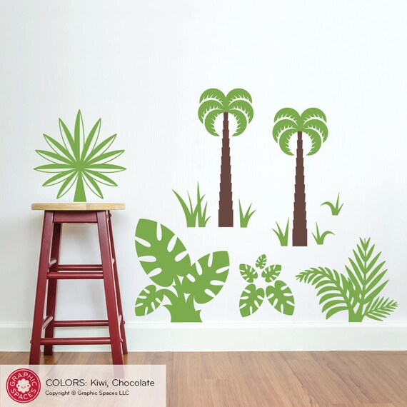 Dinosaur Jungle Plant Pack Wall Decal Fern Palm Trees Grass Etsy