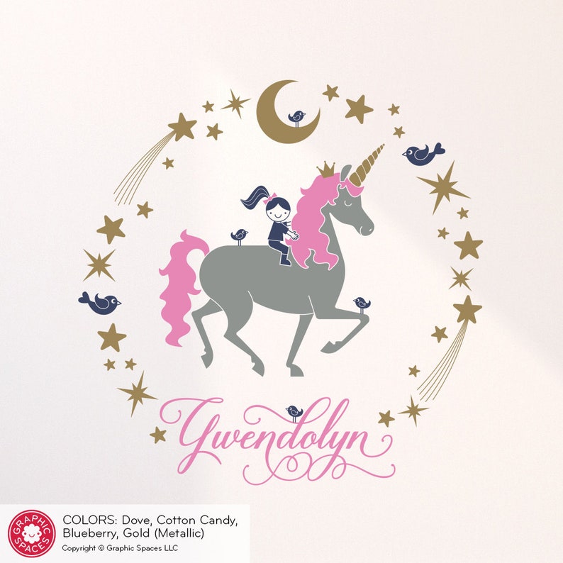 unicorn name wall decal