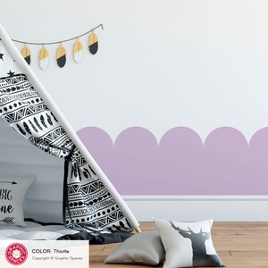 Scalloped Room Border Fabric Wall Decal - Peel & Stick Reusable, Crown Molding, Chair Rail - LARGE