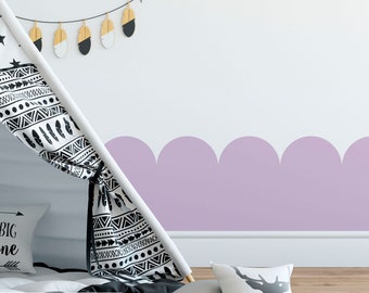 Scalloped Room Border Fabric Wall Decal - Peel & Stick Reusable, Crown Molding, Chair Rail - LARGE