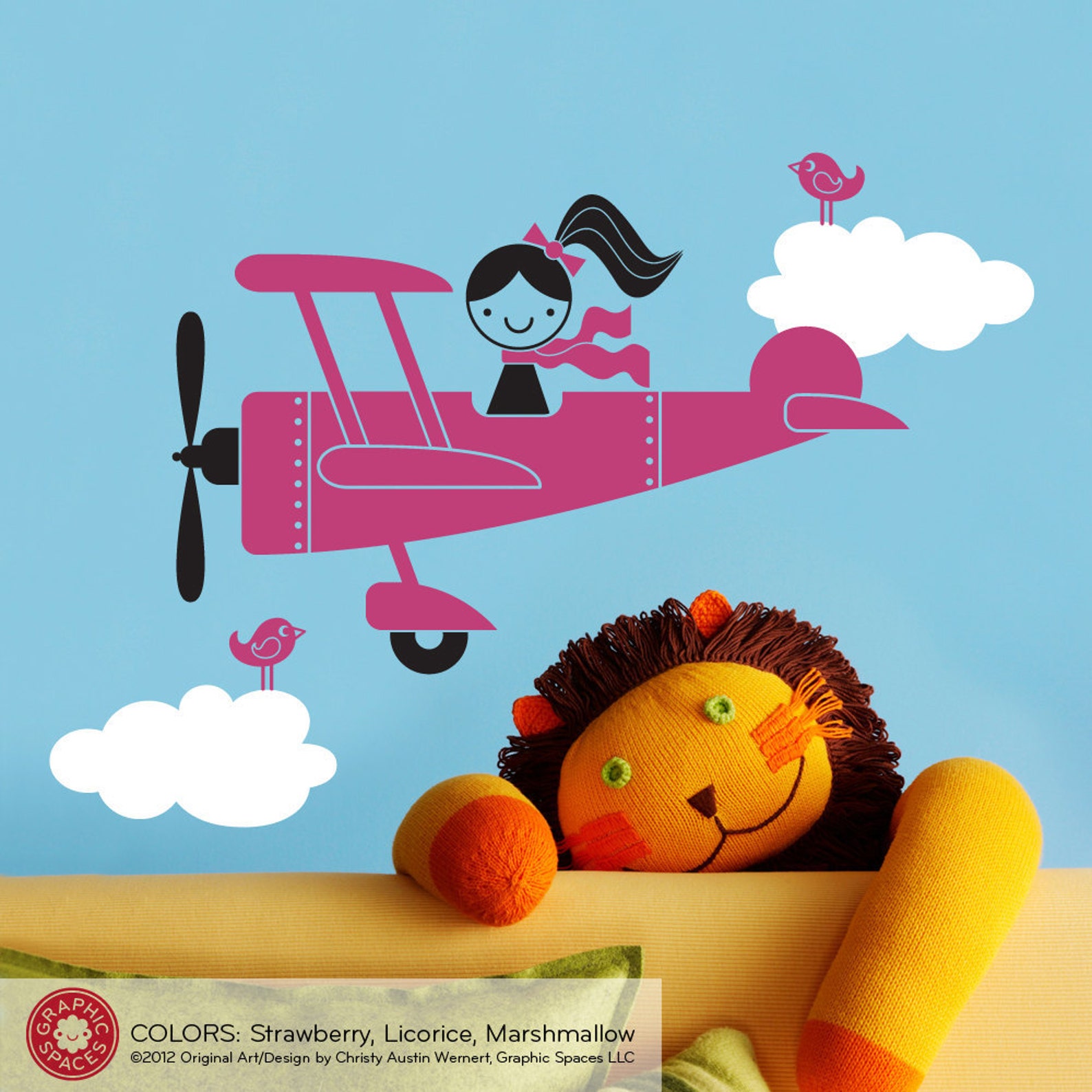 Airplane Wall Decal Sticker Girl Children Baby Nursery Etsy