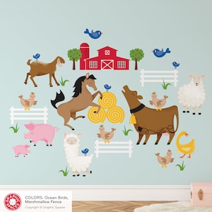 Barnyard Animals Farm Nursery Fabric Wall Decal, Baby & Kids - Reusable