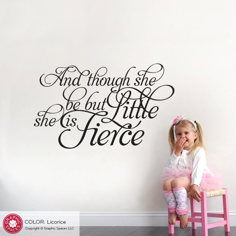 Nursery Inspirational Quote Wall Decal And Though She Be But Etsy