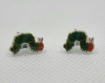 Adorable Caterpillar with an Appetite Earrings - Cute Gift for Teacher or Librarian