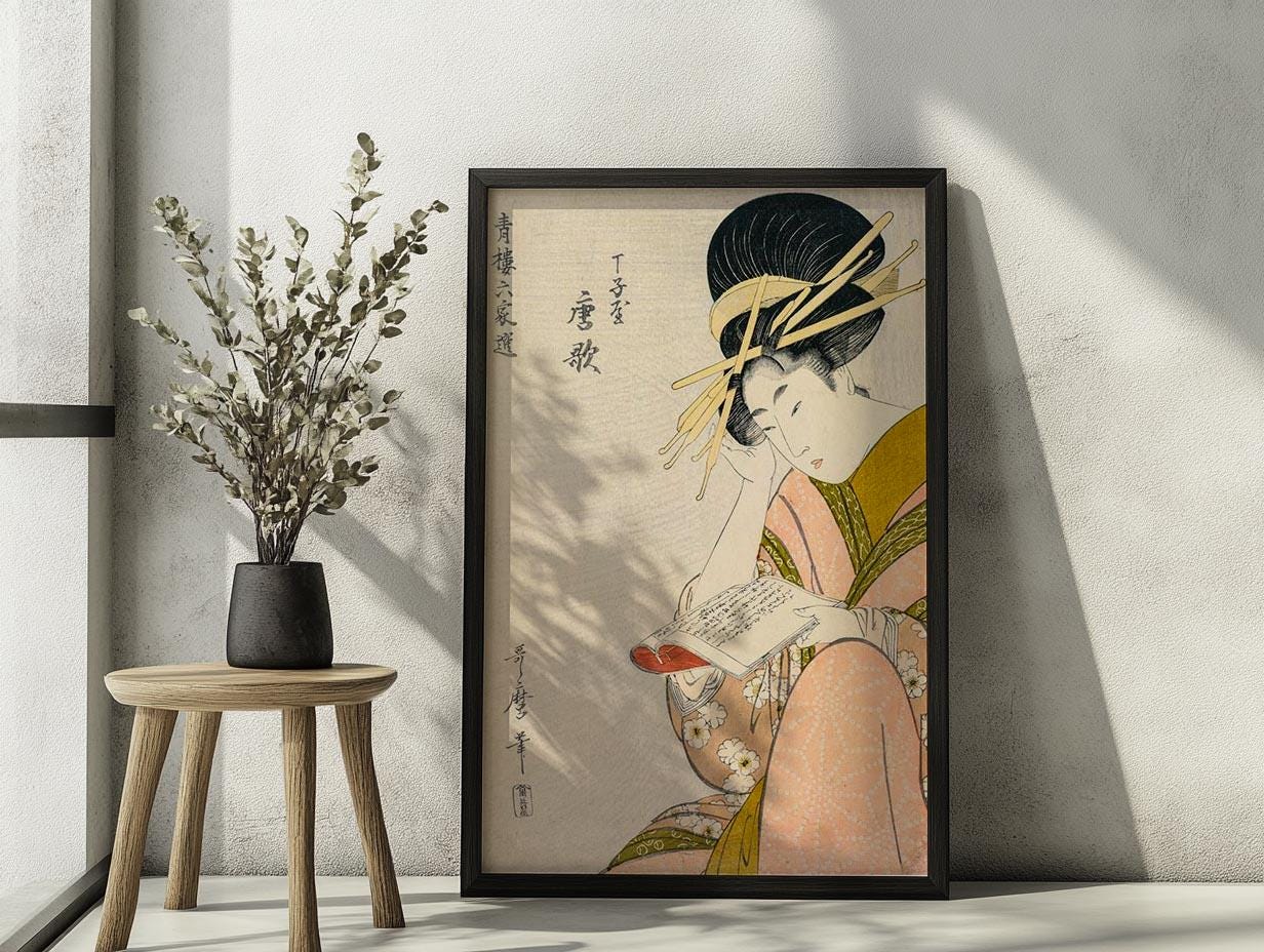 Geisha Posters, Ukiyo-e Print Japanese Wall Art Woodblock Print Oiran ...