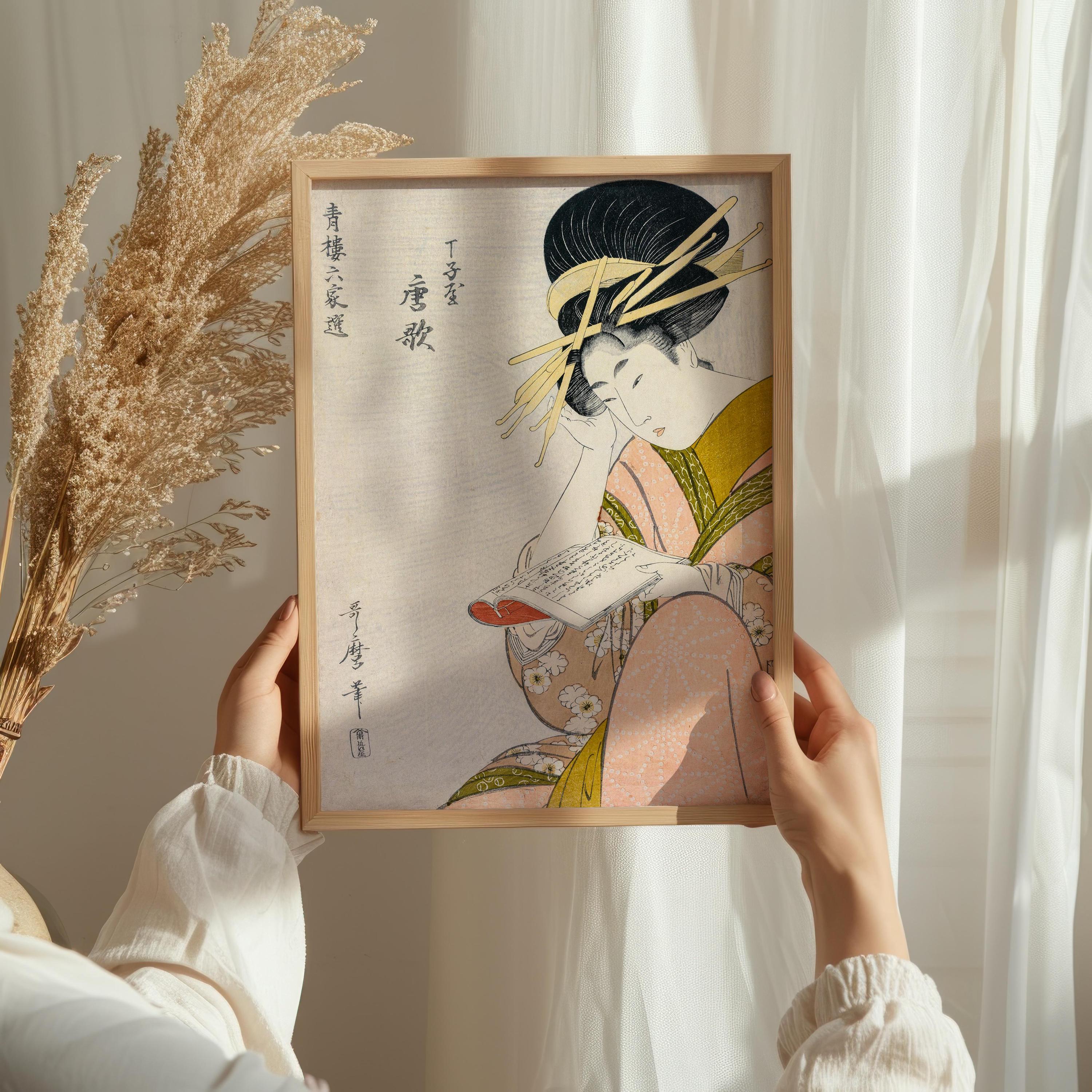 Geisha Posters, Ukiyo-e Print Japanese Wall Art Woodblock Print Oiran ...