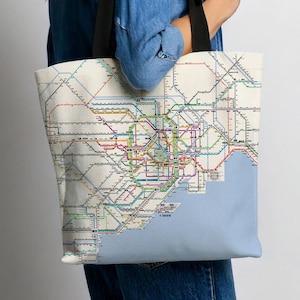 Japanse treinkaart draagtas stadskaart draagtas treinkaart shopper Japanse moderne kunst design cadeau voor moeder Moederdag cadeau Japan souvenir
