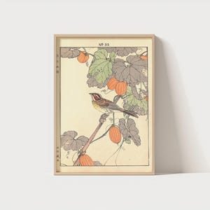 Vintage Vogel Druck Japanische Kunst Traditionelle Natur Kunstdruck Japandi Vogel Poster Ukiyoe Poster Japanisches Poster Asiatische Kunst Herbst Wandkunst
