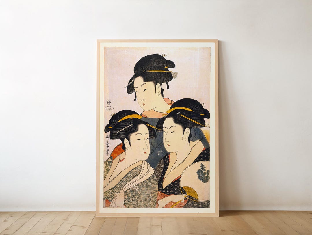 Vintage Geisha Wall Art, Oiran Poster Japanese Art Ukiyo-e Print ...
