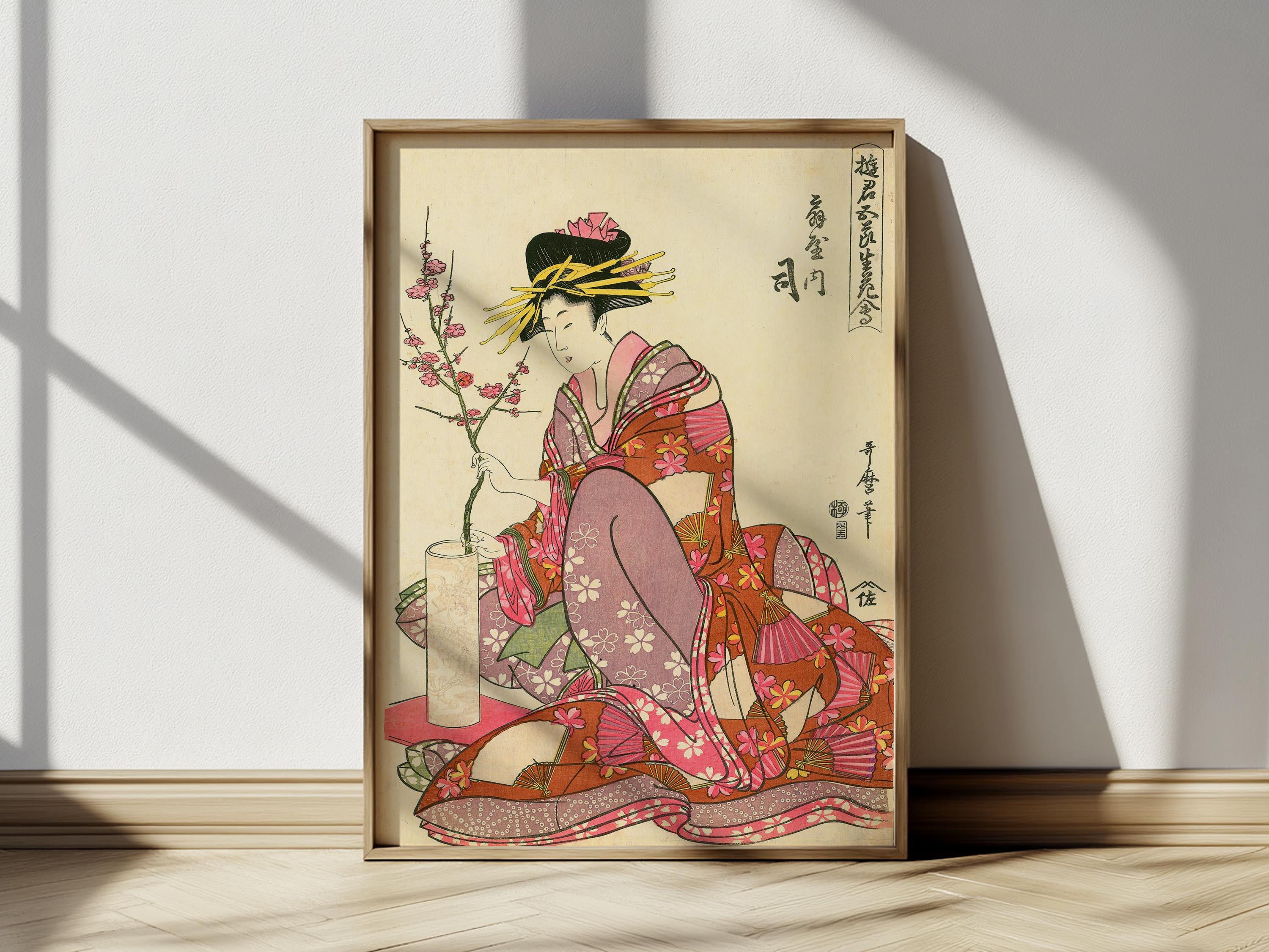 Vintage Geisha Art Ukiyo-e Print, Oiran Art Print Japanese Woodblock ...