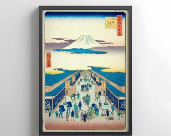 浮世絵木版画、広重「富嶽三十六景 江戸数寄屋の河原」。 - Etsy 日本
