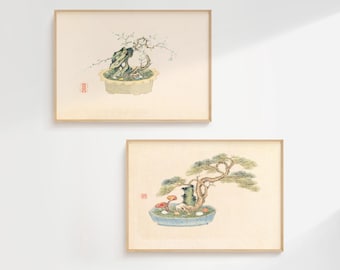 Set Of 2 Bonsai Poster Vintage Japanese Art Nature Zen Posters Inspirational Gift For Minimalist Wall Art Unique Poster Asian Art Decor